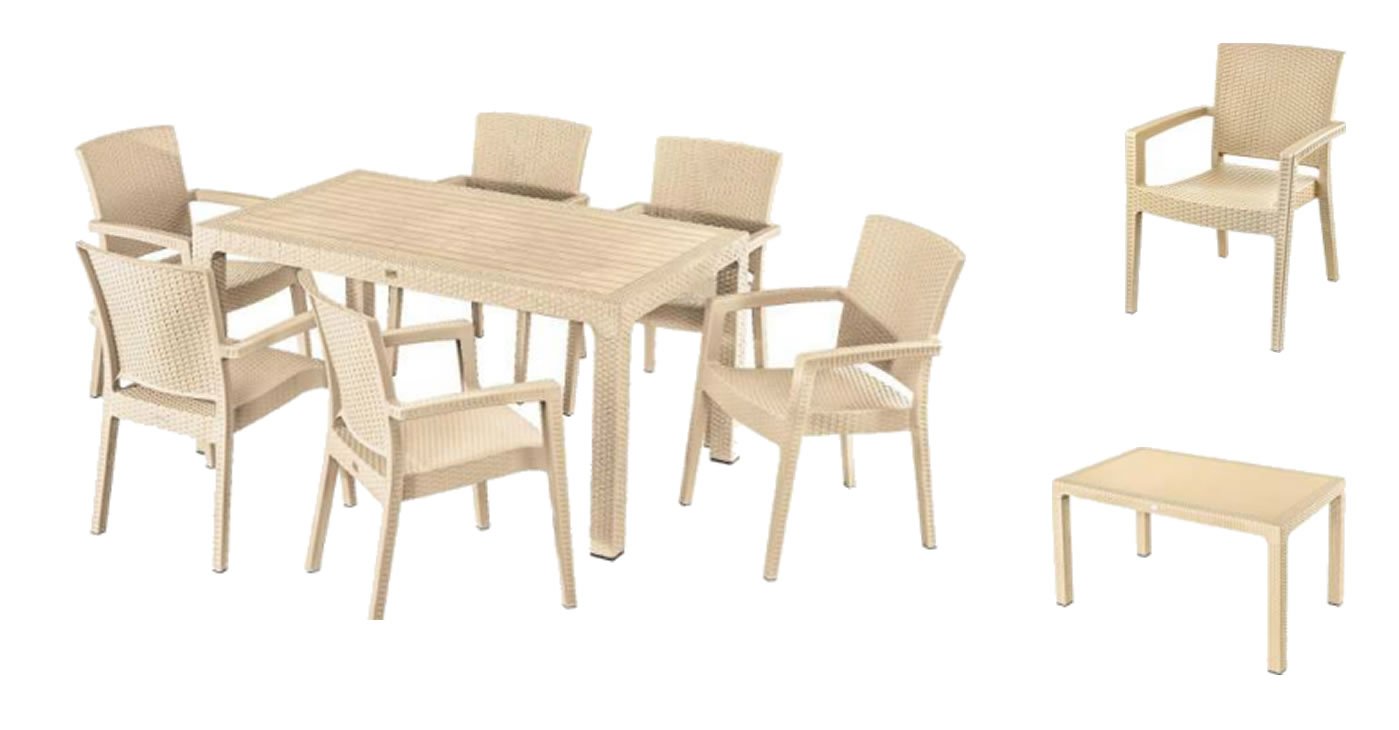 Rattan Plastik Masa Sandalye Takımı
